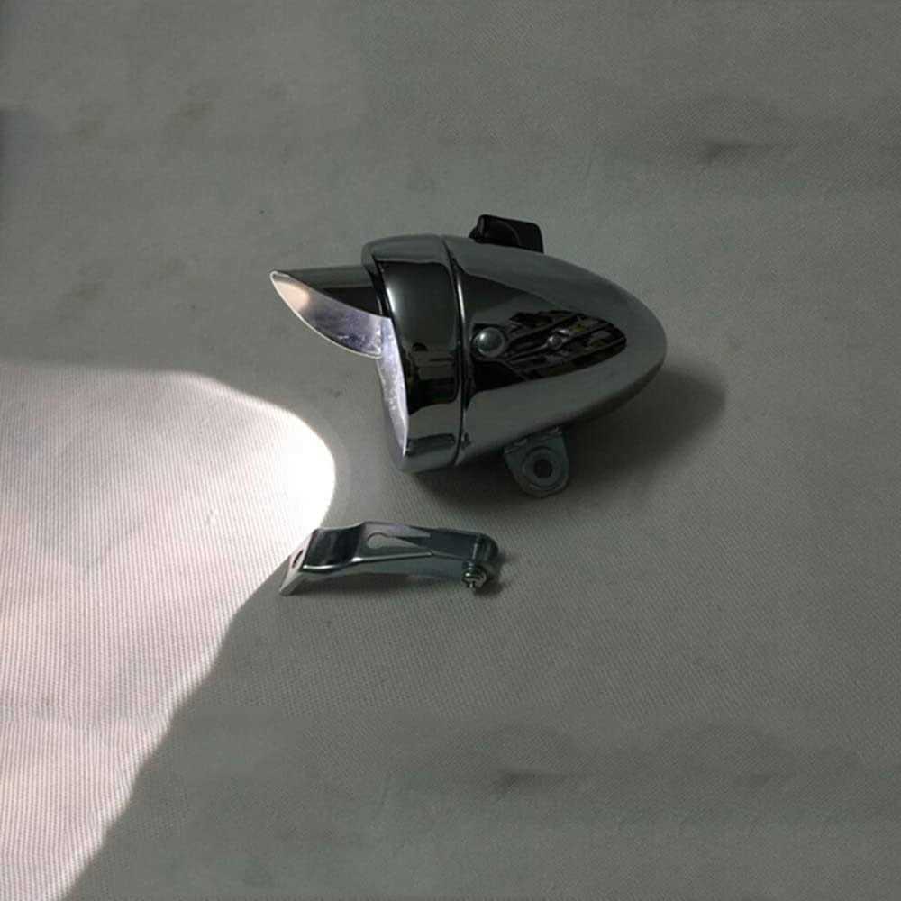 GOODKSSOP Metal Chrome Silver Shell Bright Classical Cool Bicycle Headlight Retro Vintage Bike LED Light Night Riding Safety Front Fog Head Lamp Head - Image 4
