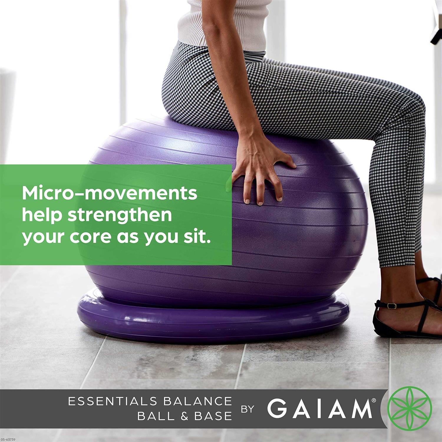 Gaiam Essentials Balance Ball Base Kit, 65cm Yoga Ball Chair, Exercise Ball with Inflatable Ring Base for Home or Office Desk - Image 3
