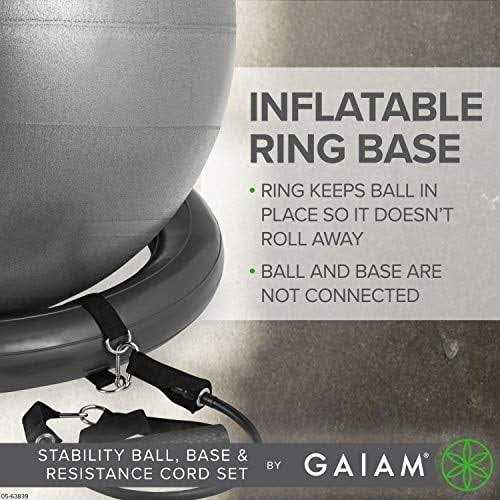 Gaiam Essentials Balance Ball Base Kit, 65cm Yoga Ball Chair, Exercise Ball with Inflatable Ring Base for Home or Office Desk - Image 4