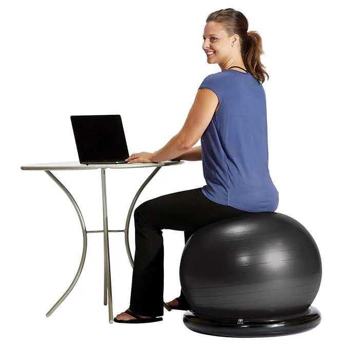 Gaiam Essentials Balance Ball Base Kit, 65cm Yoga Ball Chair, Exercise Ball with Inflatable Ring Base for Home or Office Desk - Image 5