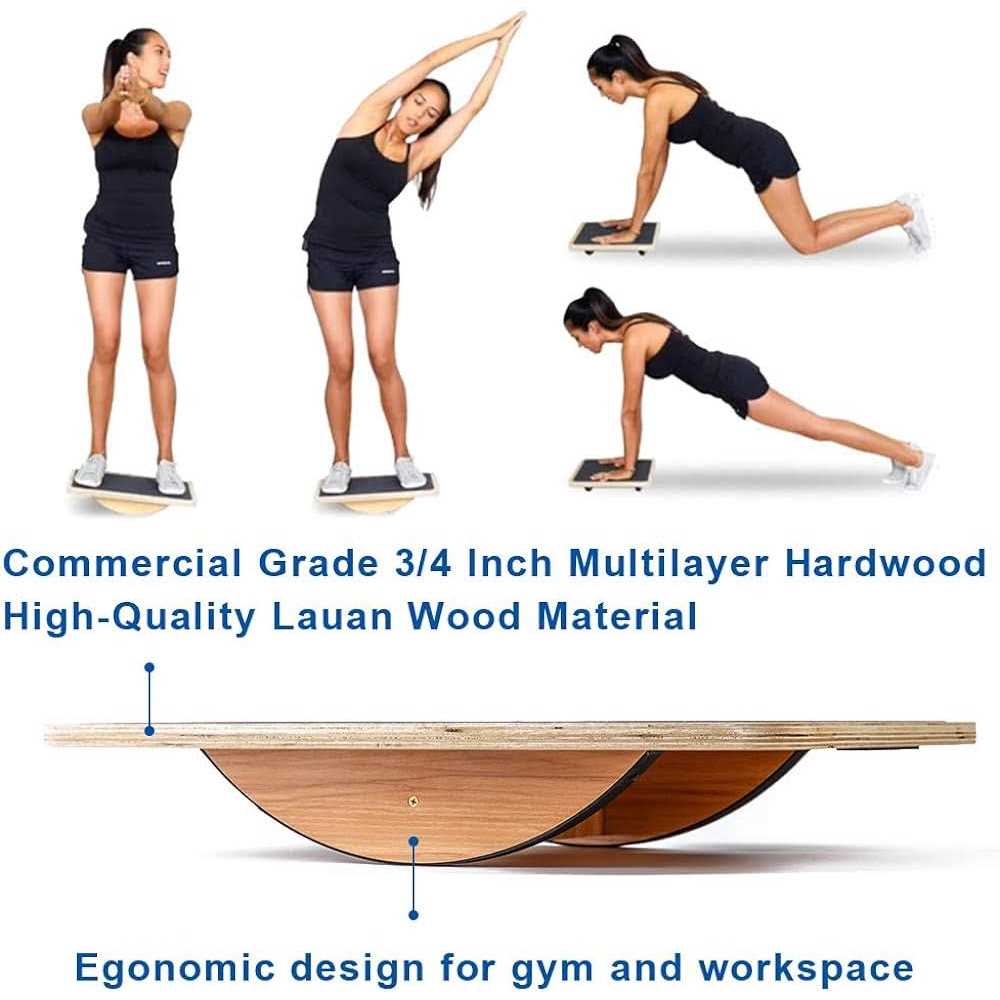 StrongTek Professional Wooden Balance Board Rocker Board Wood Standing Desk Accessory - Image 3