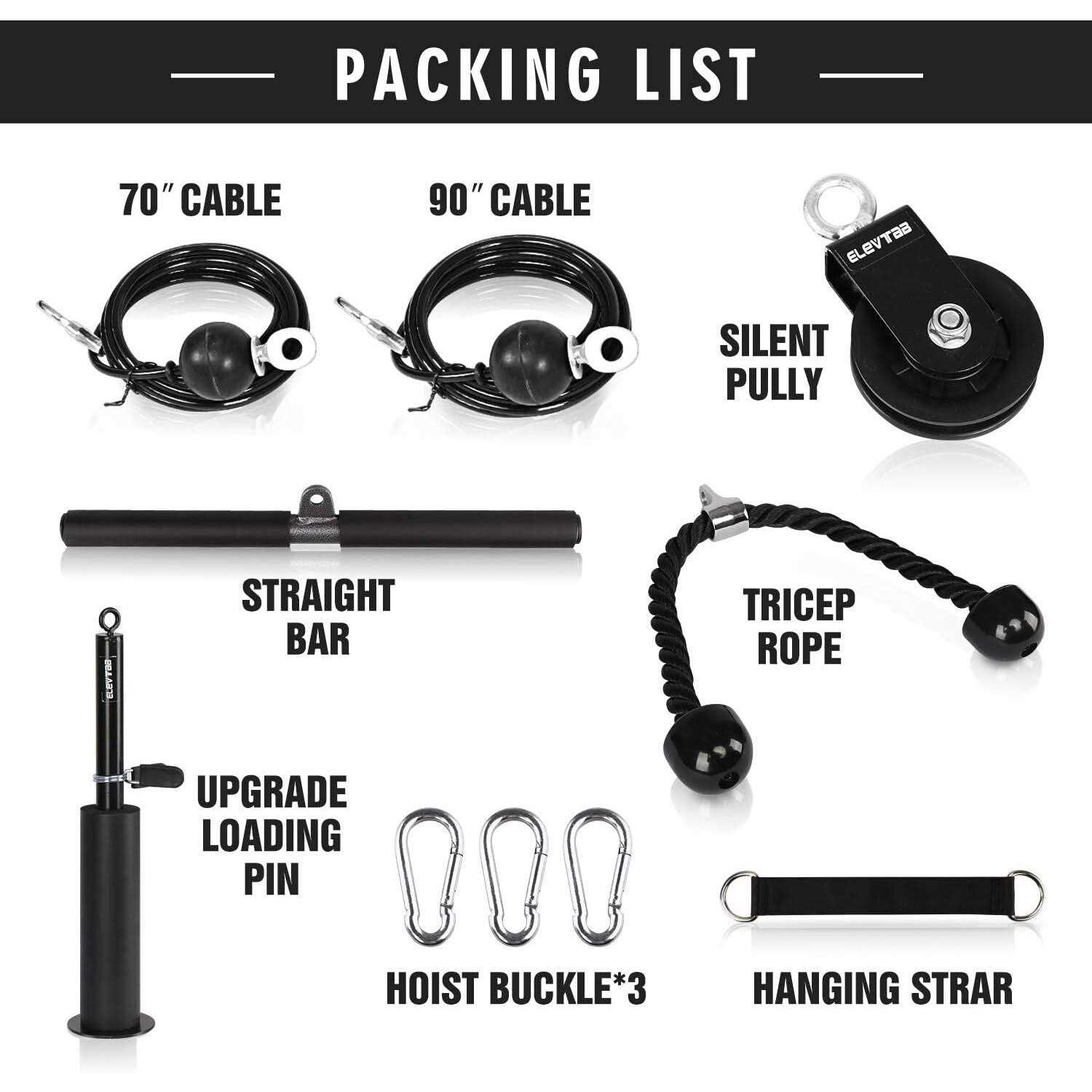 Mikolo Fitness LAT and Lift Pulley System Dual Cable Machine with Upgraded Loading Pin for Triceps Pull Down - Image 3
