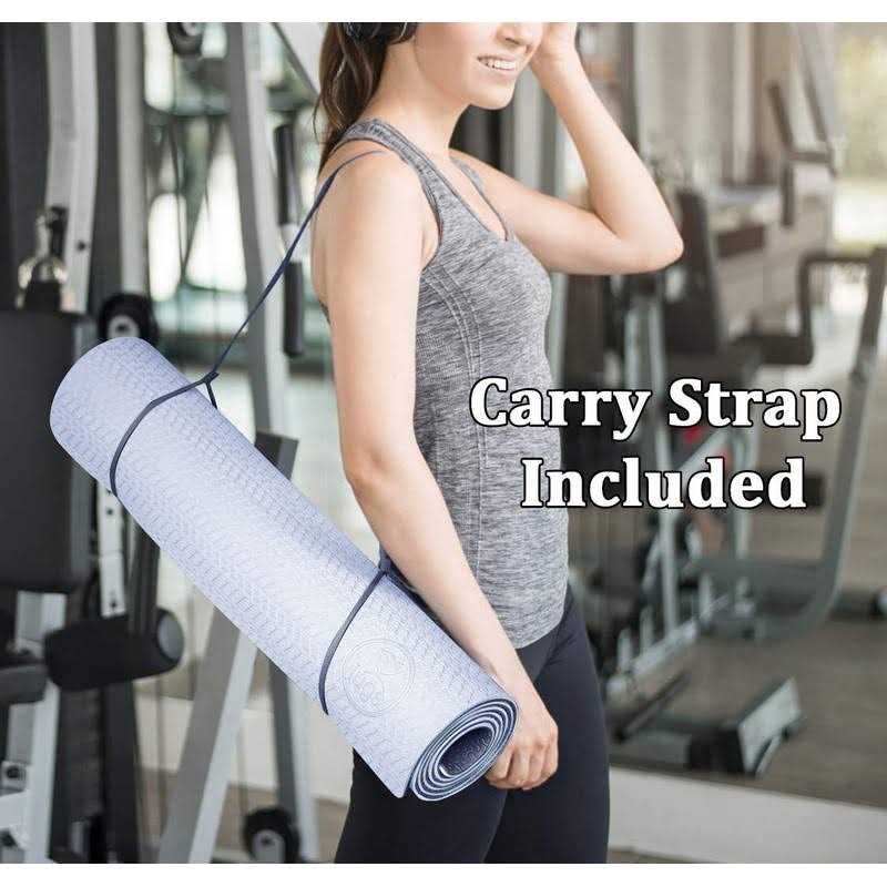 Iuga Yoga Mat Non Slip Textured Surface Reversible Dual Color Eco Friendly Yoga Mat with Carrying Strap - Image 3