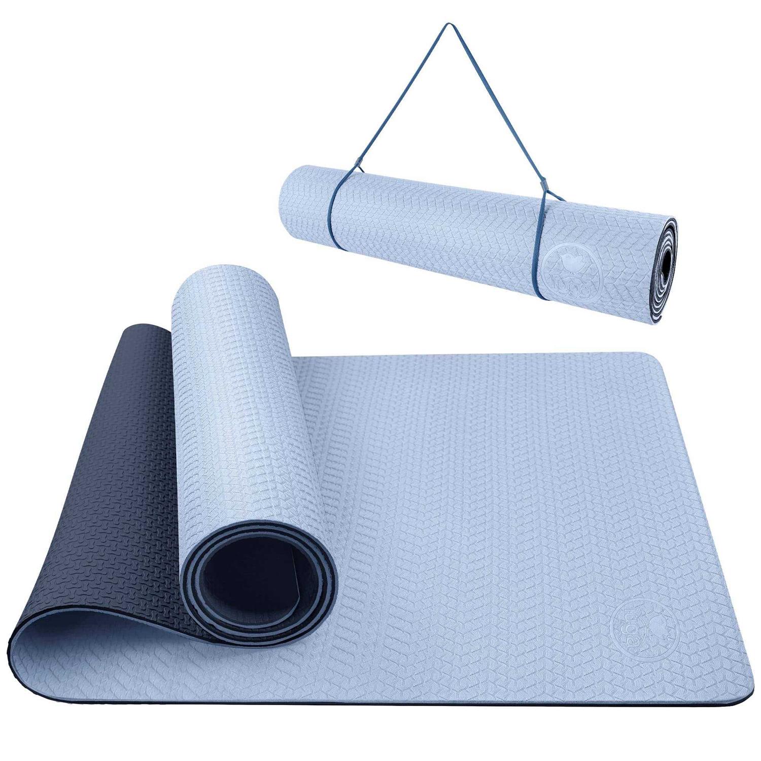 Iuga Yoga Mat Non Slip Textured Surface Reversible Dual Color Eco Friendly Yoga Mat with Carrying Strap - Image 4