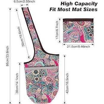 SARHLIO Yoga Mat Bag with Large Size Open Pocket and Zipper Pocket Yoga Mat Carrier Bag Fit Most Size Mats Yoga Bag for Ladies Easy Access Lightweight - Image 5