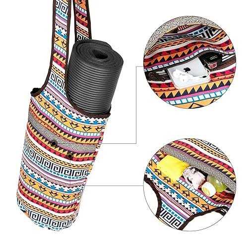 SARHLIO Yoga Mat Bag with Large Size Open Pocket and Zipper Pocket Yoga Mat Carrier Bag Fit Most Size Mats Yoga Bag for Ladies Easy Access Lightweight - Image 3